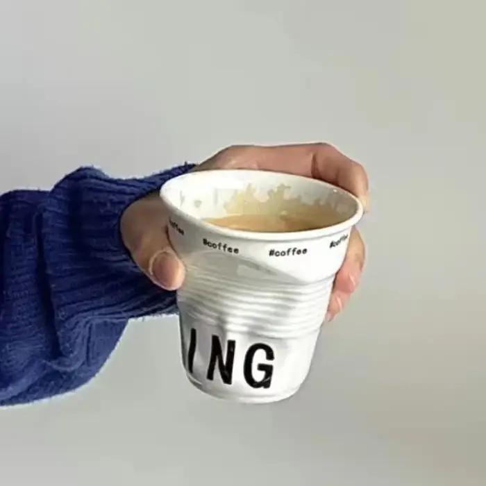 Tasses et tasses de Style coréen de 6.7oz, tasse à café en céramique blanche, tasse anti-rides nordi