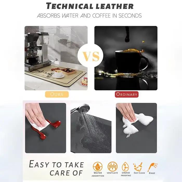 Tapis à café Super absorbant, égouttoir pour assiettes à café, séchage rapide, vaisselle de salle de
