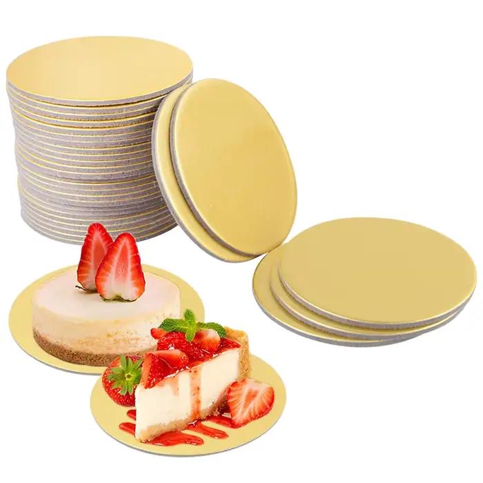 Planches à gâteaux rondes dorées et argentées, 10/16/22/26cm, Base en carton circulaire, plateau à D