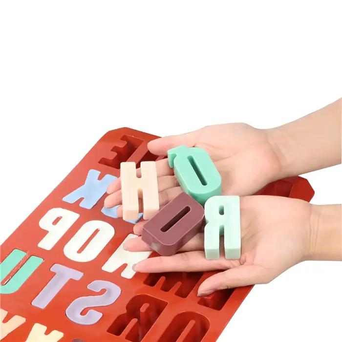 Moule à gâteau en Gel de silice, 26 lettres majuscules, 26 trous, pour chocolat, bricolage, grandes 