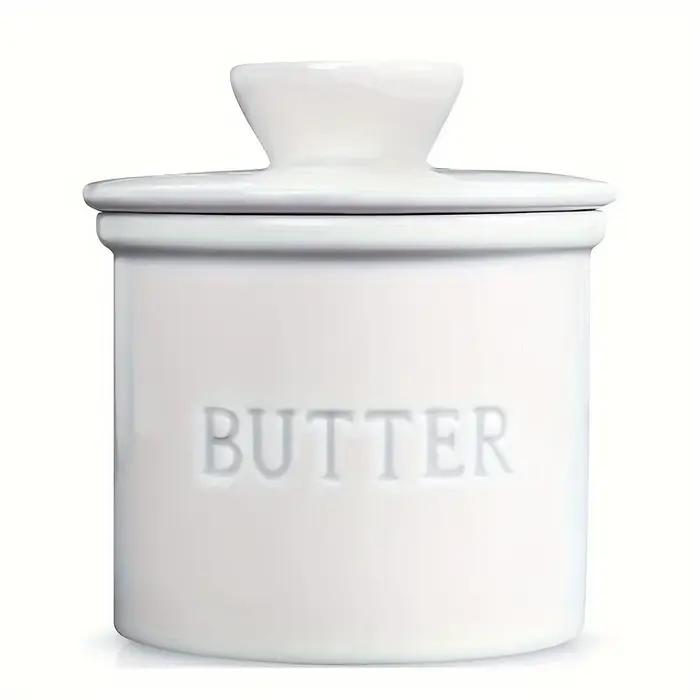 1 pièce Pot à beurre en céramique avec couvercle, style français, pour beurre à tartiner, à laisser 