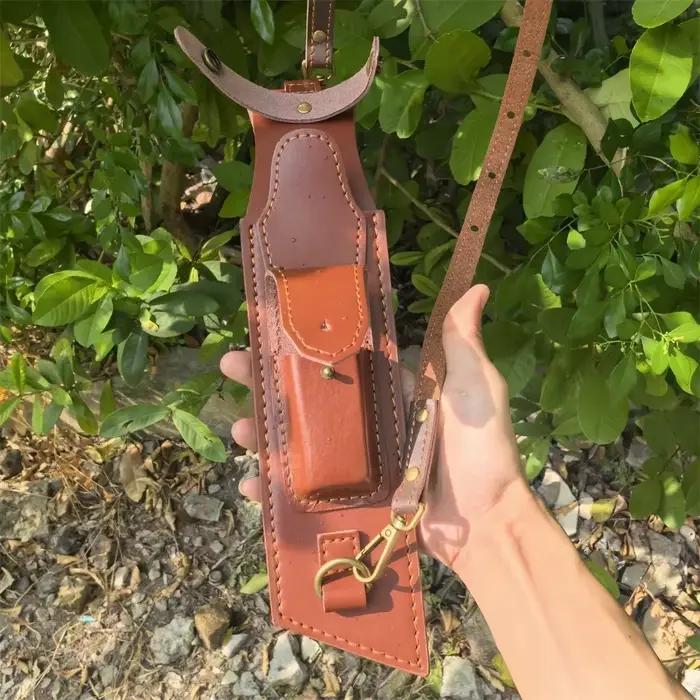 Gaine de couteau portable pour couteau à lame fixe, gaine en cuir pratique avec sangle à bandoulière