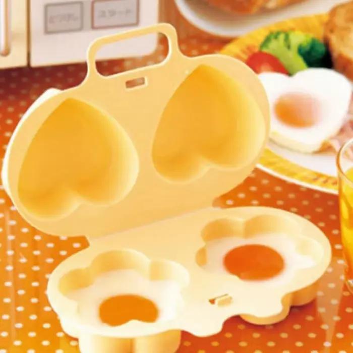 Mini moule à œufs à la vapeur pour micro-ondes, cuiseur René à la vapeur, fleur et cœur, petit-déjeu