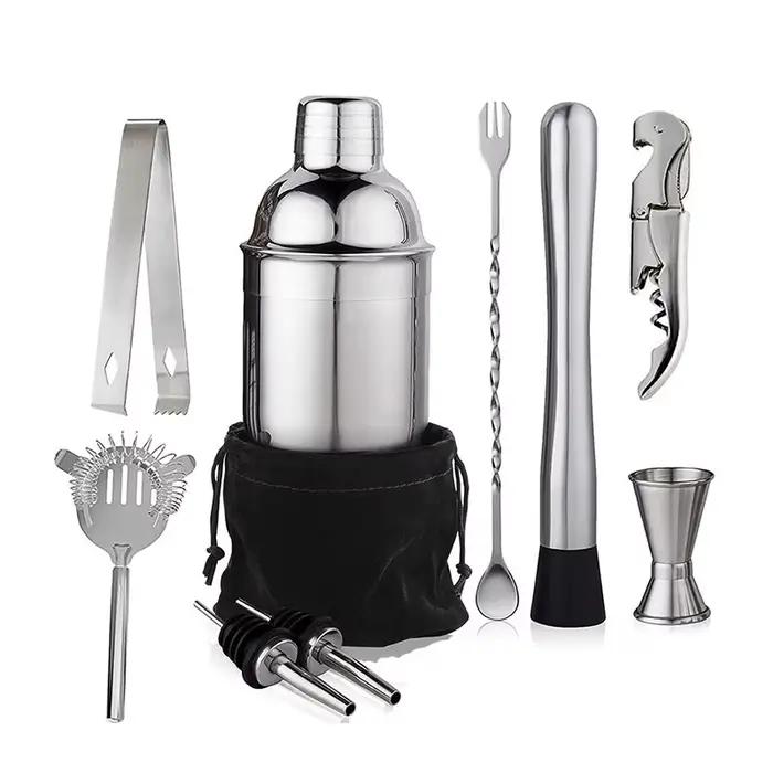 Shaker à cocktail en acier inoxydable, kit d'outils de barman, requin à martini, ensemble de centre 