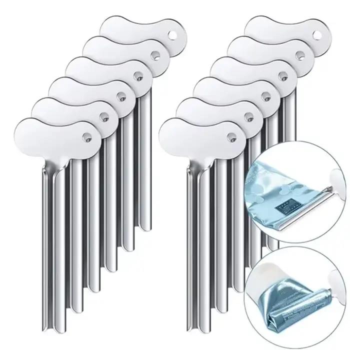 Presse-Tube de dentifrice en acier inoxydable, 1 à 6 pièces, clé en métal, pour salle de bains, tein