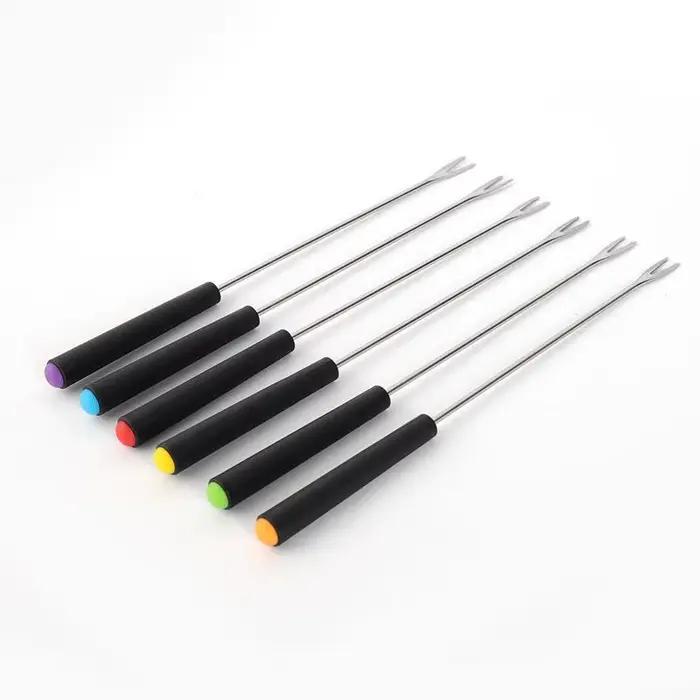 Lot de 6 fourchettes à fondue et à griller, muddler, fourchettes à fruits réutilisables, fourchettes