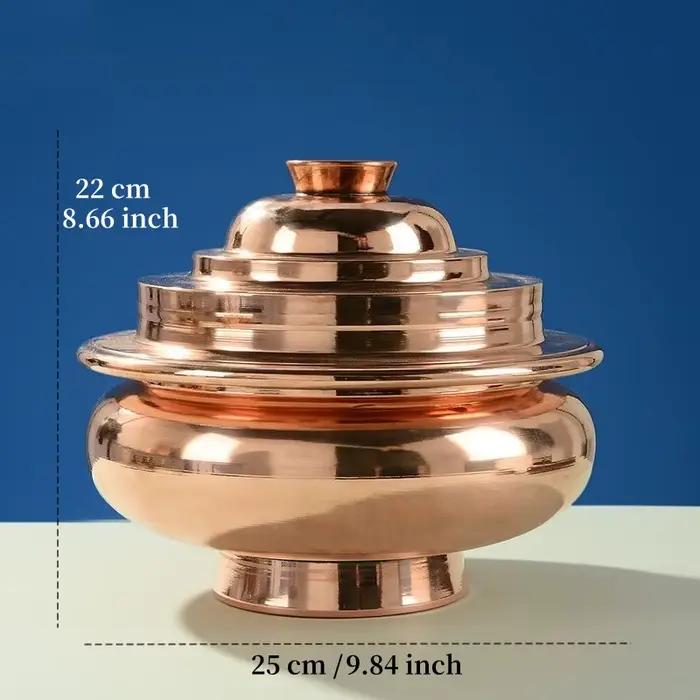 Boîte de riz de stockage bouddhiste, pot de stockage d'épices artisanales en cuivre rouge, fournitur