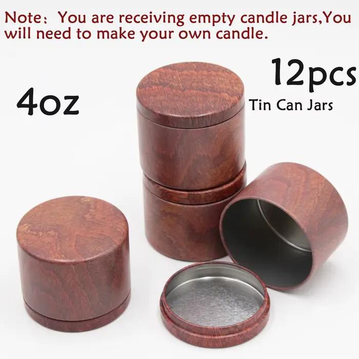 Pots en étain de Grain de bois de poire rouge de 8oz, 12 pièces, avec couvercles, durables et réutil