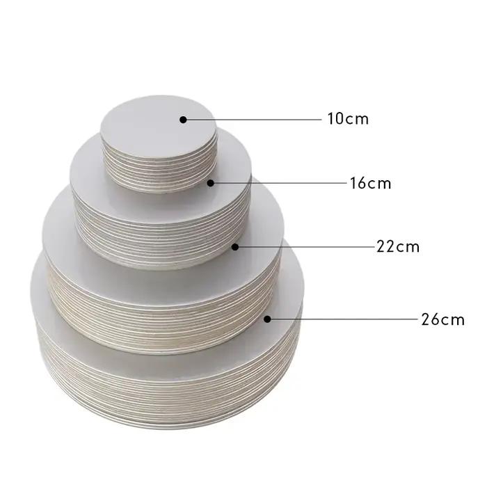 Planches à gâteaux rondes dorées et argentées, 10/16/22/26cm, Base en carton circulaire, plateau à D