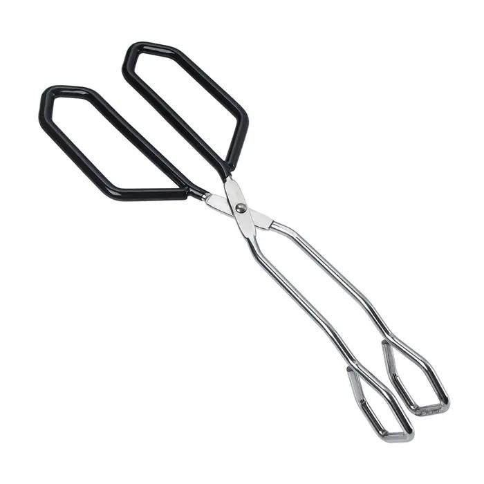 Pinces à ciseaux en acier inoxydable, avec poignée enveloppante, pince à pain coudée pour barbecue, 
