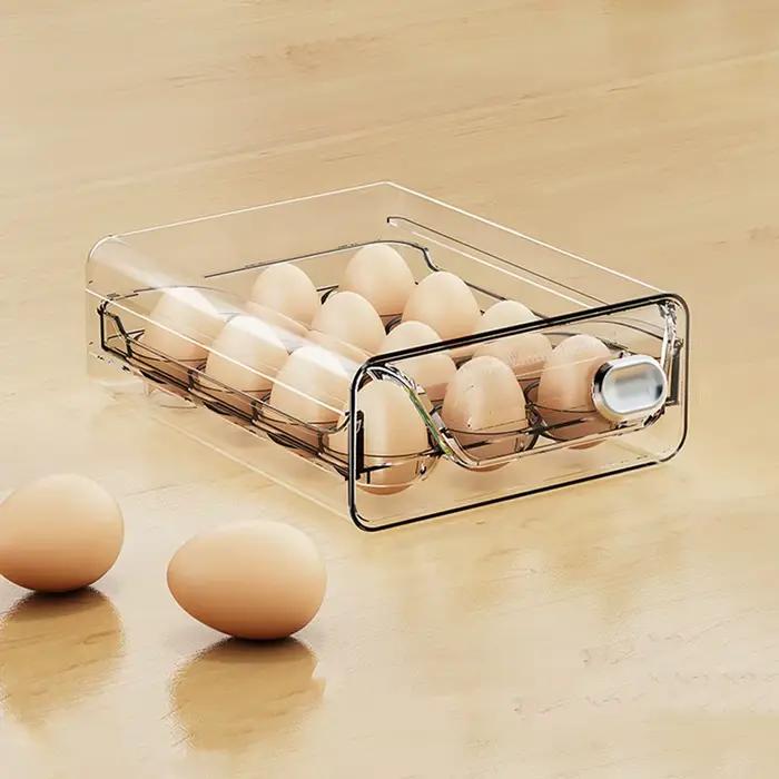 Boîte de rangement pour œufs transparente, en plastique transparent, avec échelle de temps, porte-œu