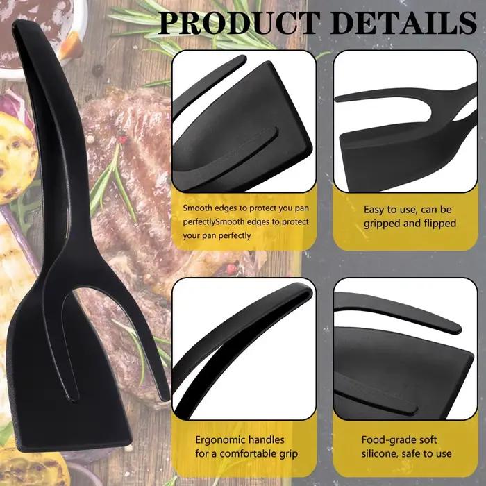 Nouveau 2 en 1 poignée Flip spatule pinces oeuf Flipper