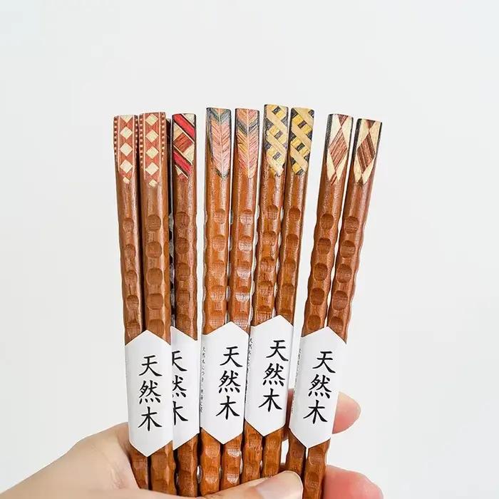 Baguettes japonaises en bois naturel faites à la main, opaques et en bois, ensemble de baguettes à sushi, cadeau de valeur, ligne de nourriture chinoise