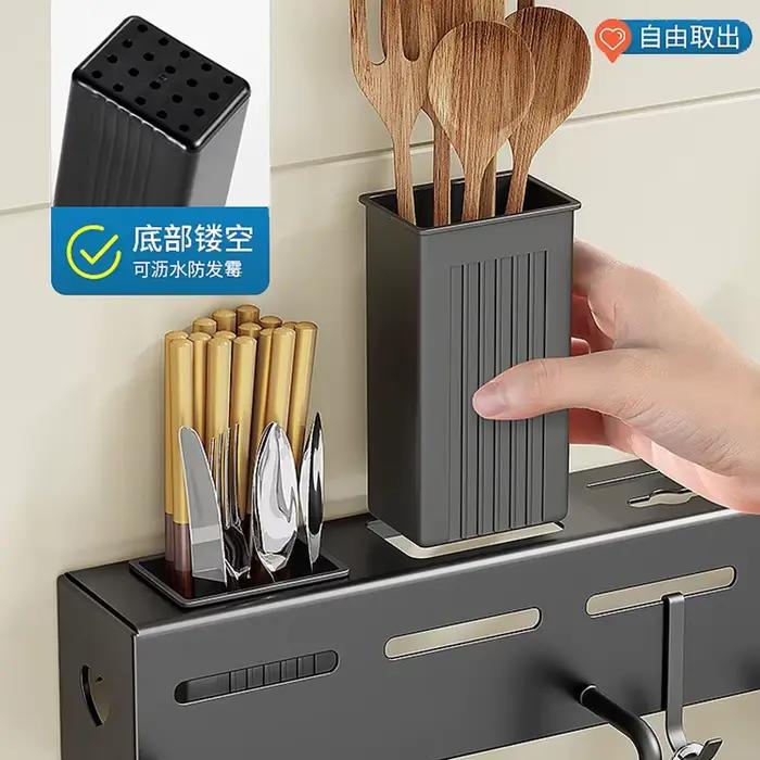Porte-couteau mural en acier inoxydable, rangement sans clous de cuisine, couteau T1 avec crochet, rangement pour armoire de cuisine T1