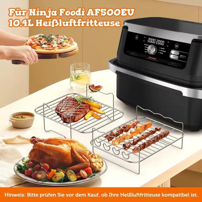 Grille en acier inoxydable pour friteuse à air Ninja 10.4L AF500 et Cosori 10L facilite le nettoyage et améliore la cuisson des frites occasions spéciales