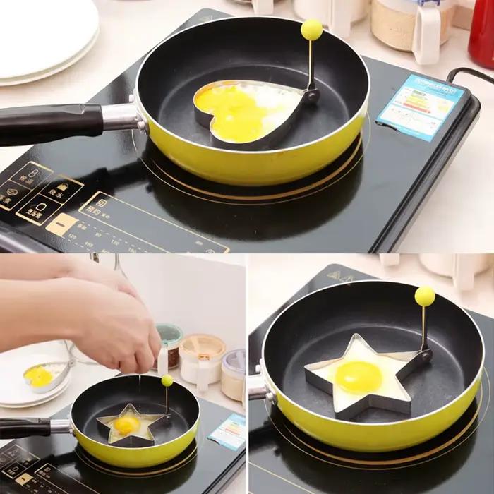 Moule d'anneaux d'œufs en acier inoxydable avec poignée