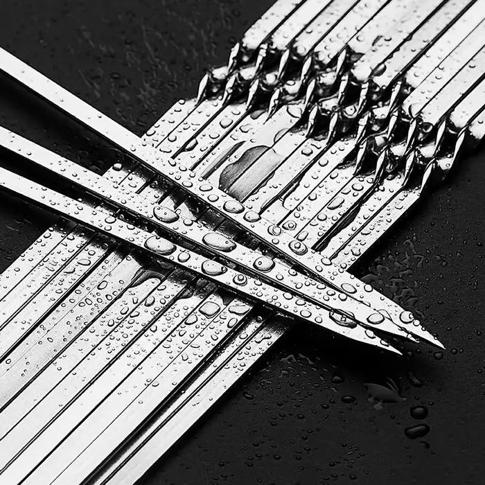 Brochettes de Barbecue réutilisables en acier inoxydable
