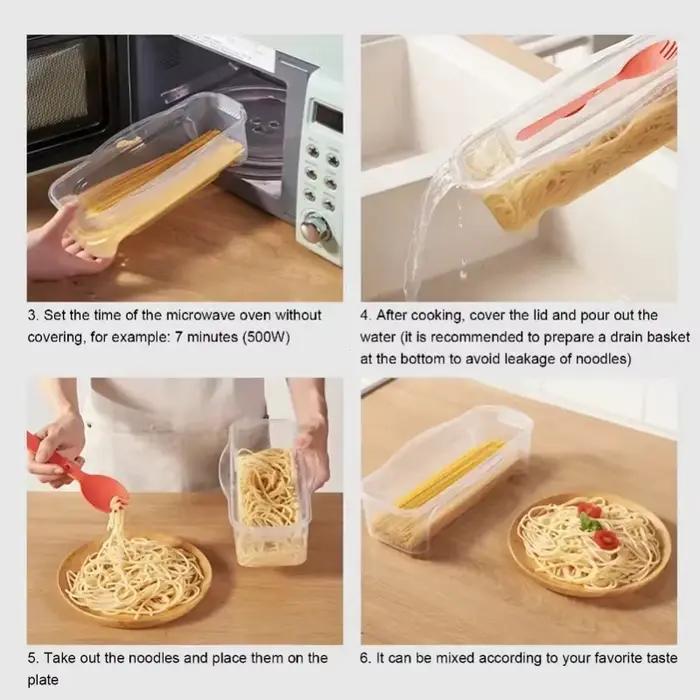Boîte de cuisson de pâtes au micro-ondes avec filtre