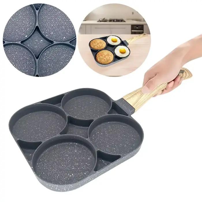 Poêle à crêpes antiarina, poêle à œufs frits, ustensiles de cuisine, poêle à hamburger, petit-déjeuner, 4 trous, 7 trous
