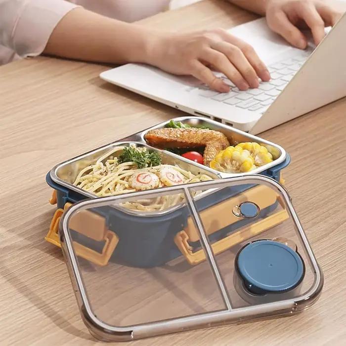 Boîte à déjeuner en acier inoxydable 800ml avec compartiments étanches pour enfant et adulte, idéale pour le transport de repas chauds et collations, disponible en plusieurs couleurs