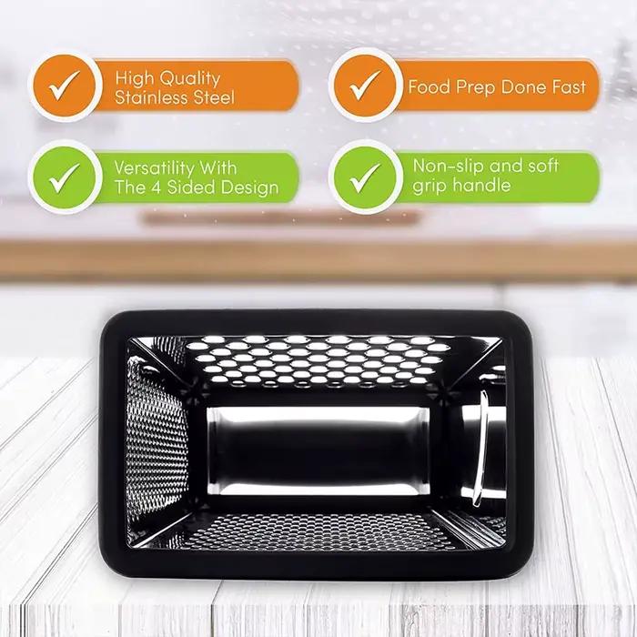 Râpe à fromage en boîte en acier inoxydable avec râpe à 4 côtés