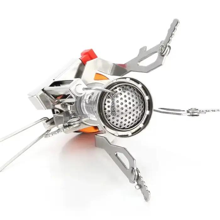 Réchauds de camping portables coupe-vent, réchaud de randonnée avec allumage piézo, support stable, pour la randonnée, la cuisine en pique-nique