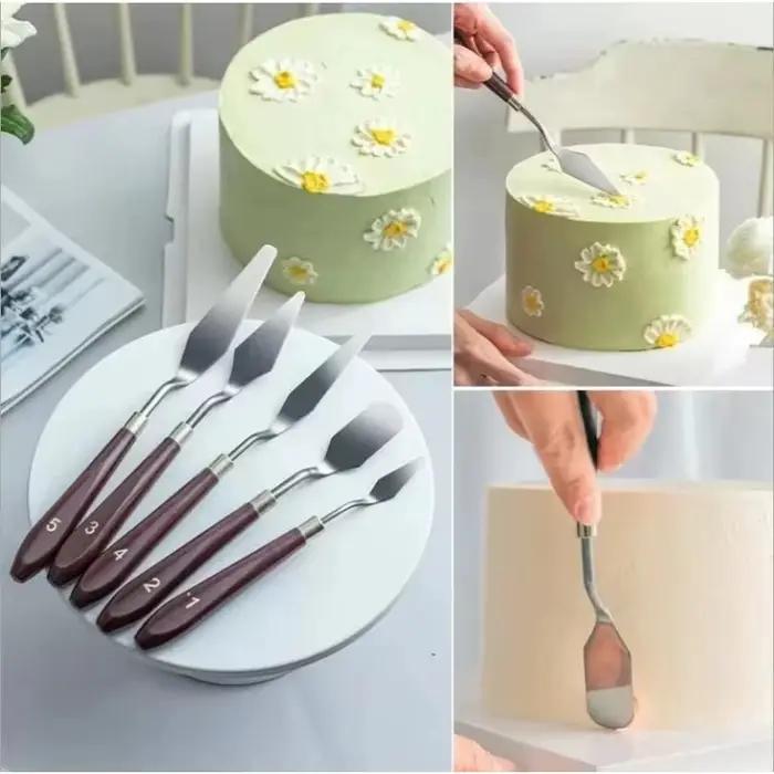 FAIS DU 5 pièces spatule en acier inoxydable gâteau crème spatule ensemble couteaux de peinture à l'huile artiste artisanat spatule outils de bricolage