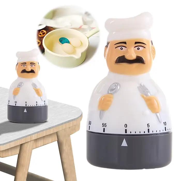 Minuteur de cuisine à cadran rotatif 60 minutes pour couteau, fourchette, chef, cuisson, pâtisserie, friture, avec alarme et rappel de temps