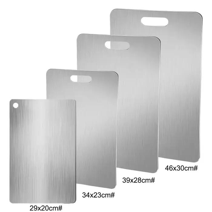 Planche à découper double face en acier inoxydable antibactérienne pour la cuisine et la préparation d'aliments pour bébés occaions familiales