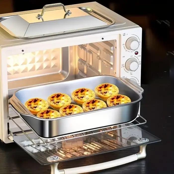 Poêle de cuisson profonde en acier inoxydable multifonctionnelle avec couvercle pour poisson grillé et fruits de mer pour barbecues et repas familiaux
