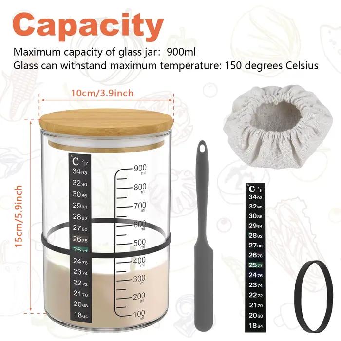 Pot de levain 900 ml en verre transparent pour fermentation et cuisson chez vous occassions spéciales fromage bière maison