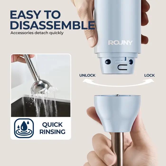 Mélangeur à main, mélangeur à main à immersion avec lames en acier inoxydable pour le mélange des aliments de cuisine, bleu clair, basique classique