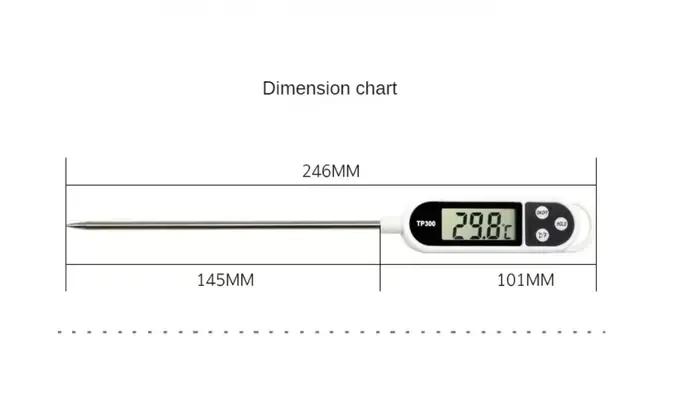 Thermomètre numérique TP300 pour la cuisson de la viande, précision ±1°C/±1°F, plage de température -50°C à +300°C, acier inoxydable 304 et plastique ABS, idéal pour les barbecues et soirées gastronomiques