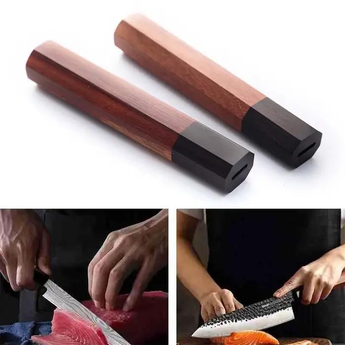 Manche octogonal en bois de santal rouge pour couteau de cuisine, 1 pièce