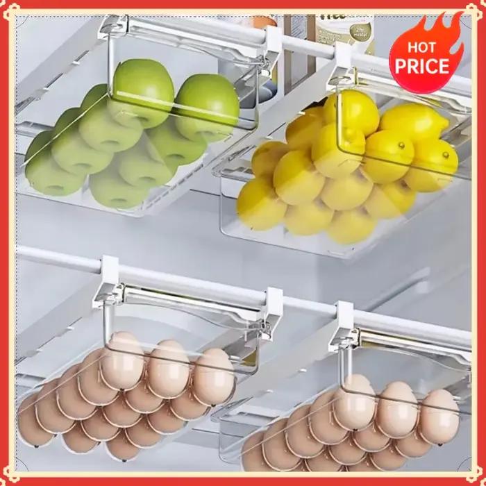 Boîte de rangement transparente pour tiroir de réfrigérateur en plastique extensible pour fruits, légumes, œufs et autres aliments occasions spéciales et quotidienne