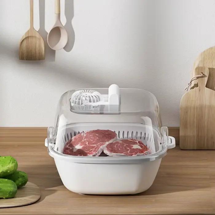 Décongélateur alimentaire ultraviolet sans fil 4-en-1, machine à décongeler la viande à faible bruit avec boîte de décongélation amovible pour fruits