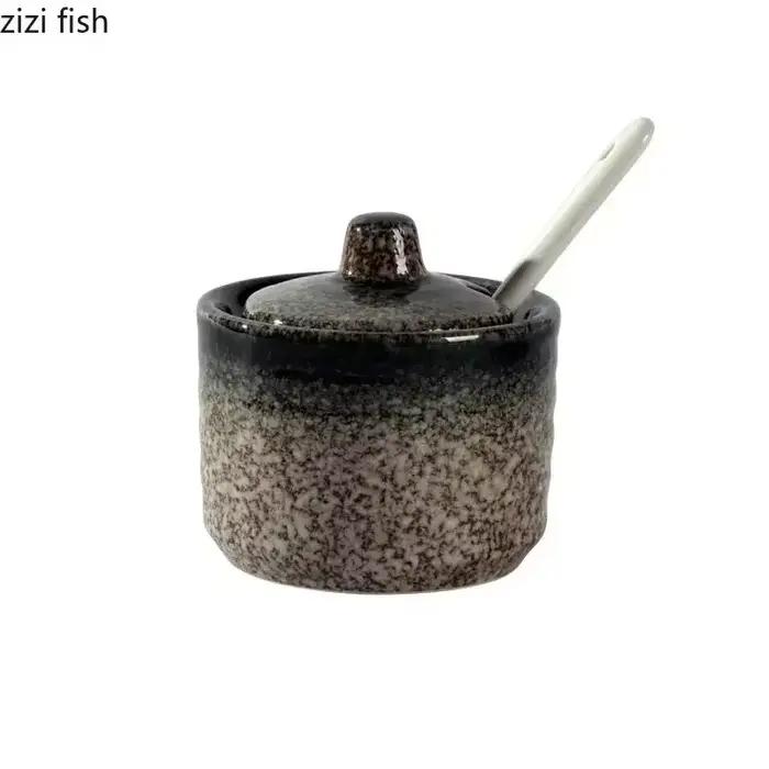 Pots d'assaisonnement en céramique rétro, salière et poivrière, outils à épices de cuisine, organisateur de pots, boîte d'assaisonnement, accessoires de cuisine