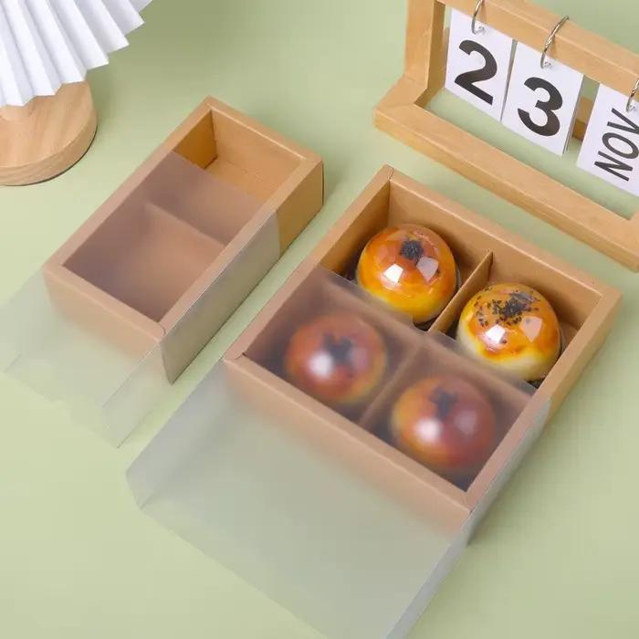 Boîte d'emballage transparente conviviale rée pour jaune d'œuf, étui à gâteau de lune, grille 2, 4/6, festival de la mi-automne, 5 pièces