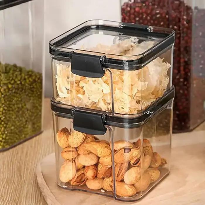 Boîtes scellées transparentes, boîtes alimentaires en plastique, boîtes carrées scellées pour conserver la fraîcheur, fruits secs, épices, boîtes de stockage du thé, 2 pièces