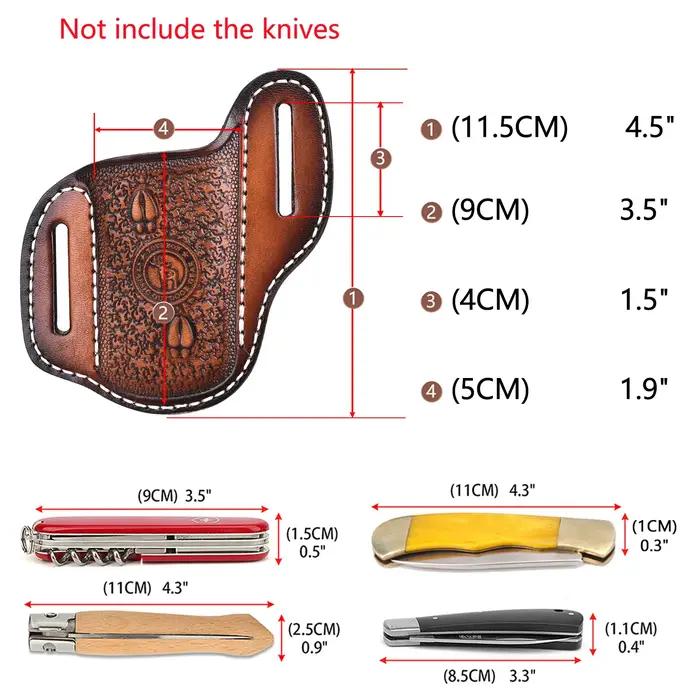 Étui pour couteau pliant en cuir Tourbon Carve, pochette EDC avec boucle de ceinture, marron (les couteaux ne sont pas inclus)