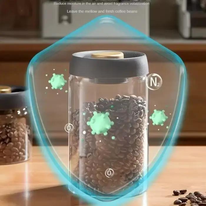 Pot à café manuel scellé sous vide, verre à haute teneur en Borosilicate, récipient de stockage de thé résistant à l'humidité pour café de cuisine