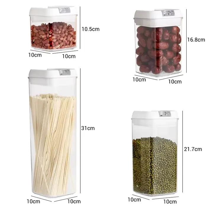Boîte de stockage transparente pour la cuisine, grande capacité, boîtes scellées, organisateur de conteneurs, distributeur de céréales, anti-poussière, anti-humidité, boîtes de rangement pour aliments secs et liquides