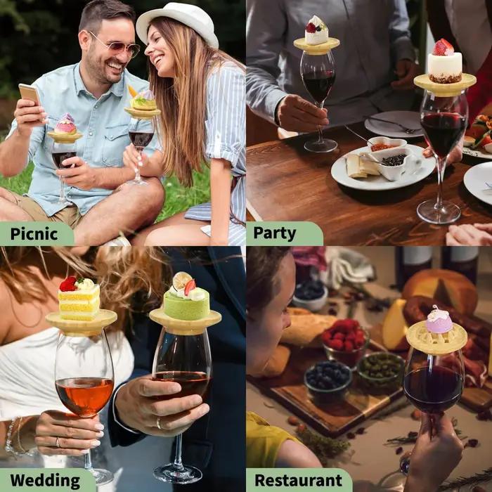 Toppers en bambou pour verres à vin et charcuterie élégants pour apéritifs et soirées festives