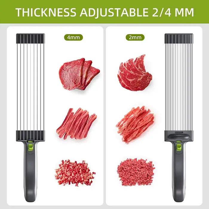 Trancheuse à viande manuelle en acier inoxydable, épaisseur réglable 2 ou 4 mm, couteau de cuisine, hachoir à viande séchée