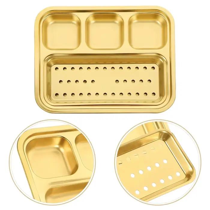 Plateau de cuisson en acier inoxydable 304 avec support pour assiettes à sauce pour la cuisson rôtissage grillades et soirées entre amis