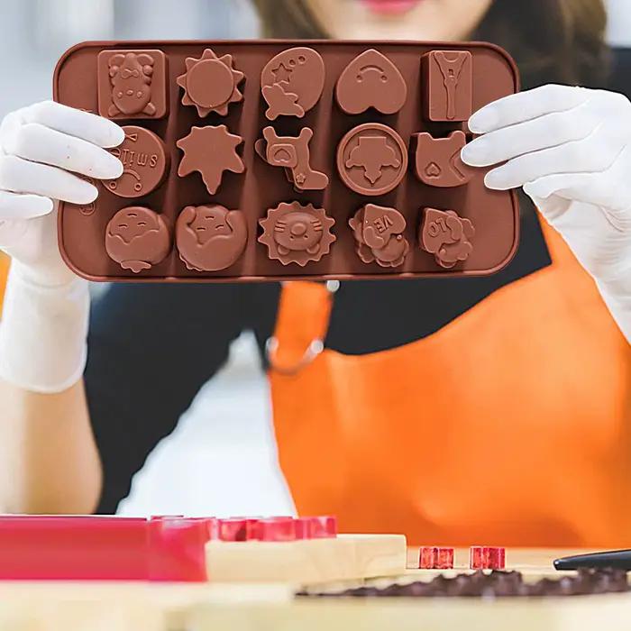 Moules à chocolat DIY en silicone antiadhésifs réutilisables pour gâteaux, chocolats, bonbons, fondants – Outils de pâtisserie pour boulangers, glaces et beurres