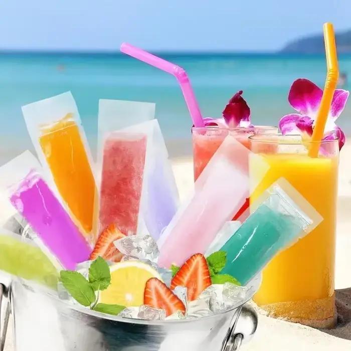 Sacs à glaces transparents jetables, bricolage de sucettes glacées, jus de fruits, Smoothies, sac de moule de yaourt avec fermeture éclair, sac à sucettes glacées pour enfants