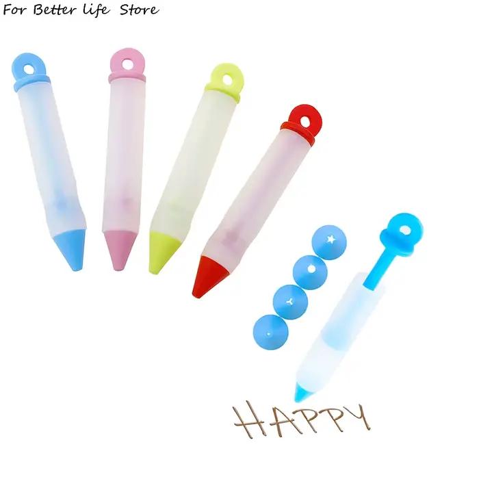 Ensemble de stylos à gaufrage en Silicone, 1 pièce, stylo d'écriture crème au chocolat, bouche de gaufrage, cuisson de gâteaux, biscuits, Dessert, stylo décoratif