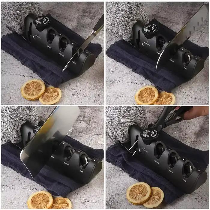 Affûteur de couteaux professionnel, Angle réglable, 4 étapes, pierre à aiguiser les ciseaux, affûtage rapide, meuleuse de couteaux de cuisine, Gadget