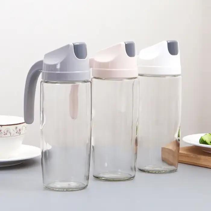 Bouteilles à ouverture automatique pour huile et vinaigre, récipient d'huile d'olive, miel, bouteille d'huile en verre de cuisine de 300/600/630ML
